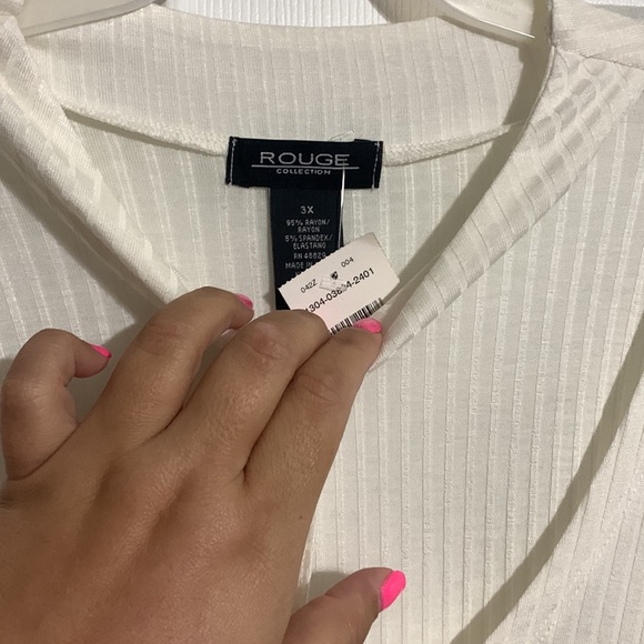 3X cream white long top by Rouge - Picture 2 of 4